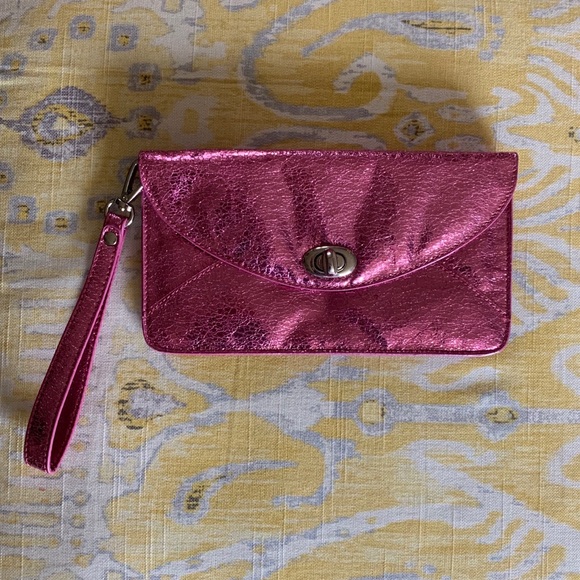 Sorial Handbags - SORIAL metallic pink wristlet/clutch
